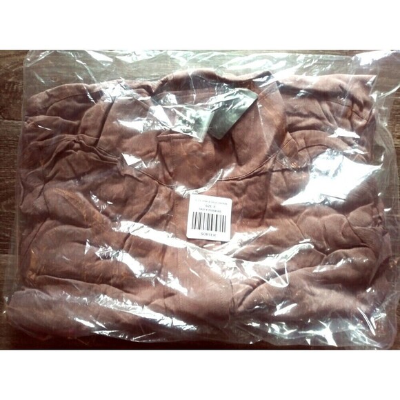 Torrid Anorak Jacket Size 12 Dark Tan Taupe Crinkled Gauze Drawstring Back New - Picture 5 of 6